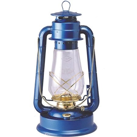 21St Century Hurricane Lantern for Blue Baked Enamel with Brass Plate Trim 31080061